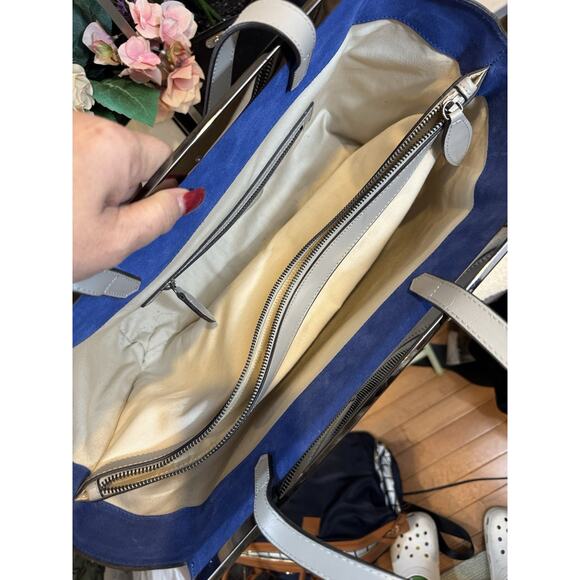 Alberta di Canio Leather GRAY Metal Accent TOTE BAG (BARTHRIFTY - Picture 5 of 9